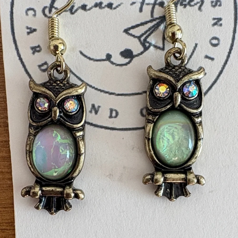 3/$30! Handmade Owl Earrings Jewelry with Green Accents